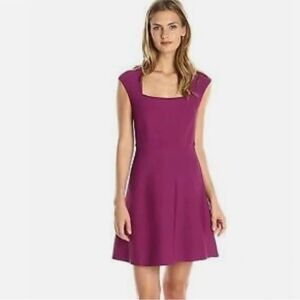 BCBG Maxazria BCBG Kamara Fit And Flare Stretch Knit Dress Purple Small Flirty